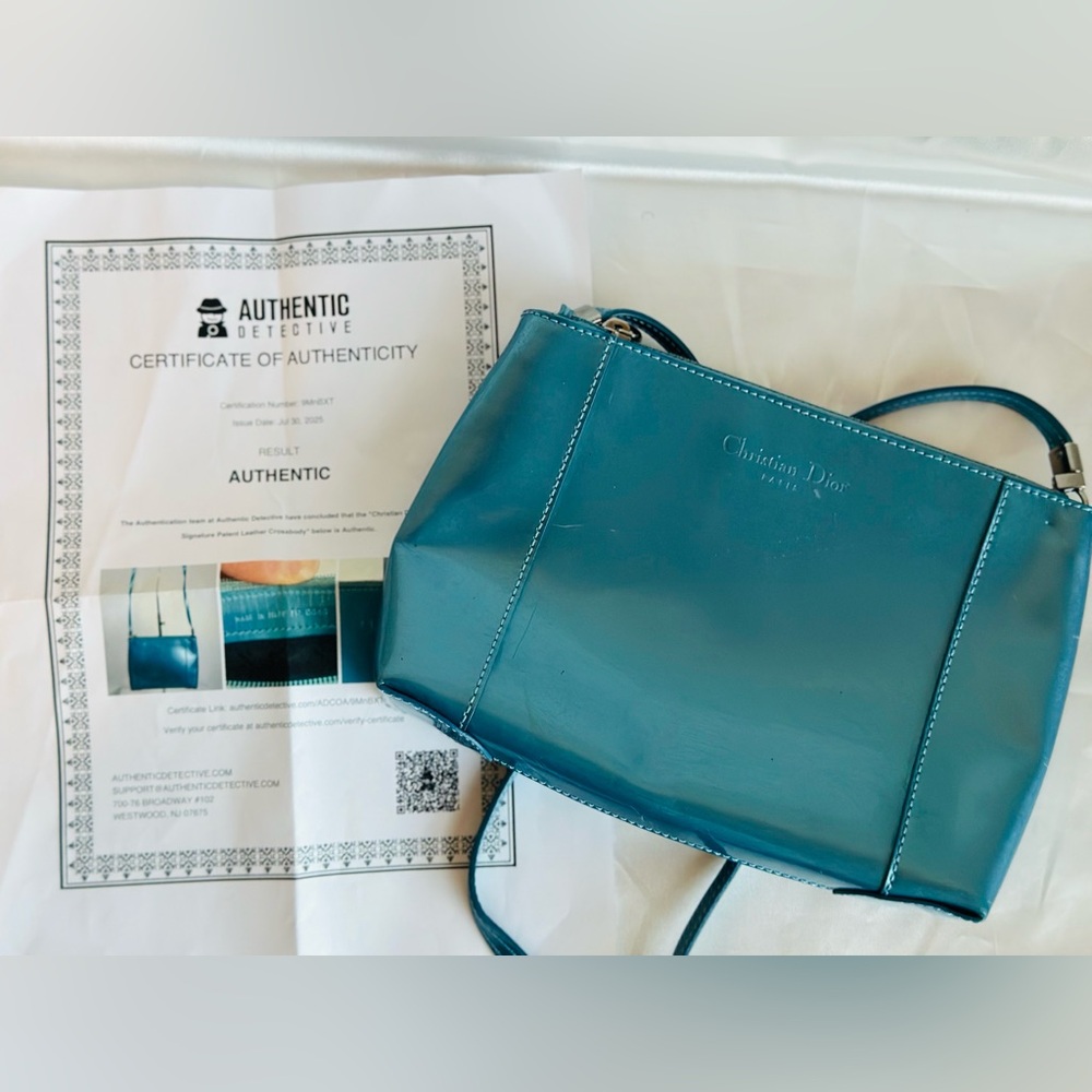 Christian Dior RARE Metallic Blue Leather Crossbody Bag with COA - Picture 3 of 16